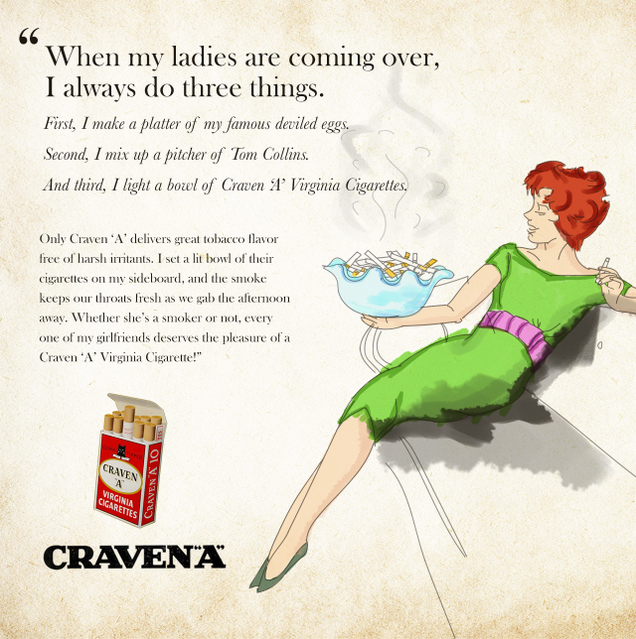 Illustration for article titled How Far We’ve Come: These Vintage Cigarette Ads Could Never Have Run Today